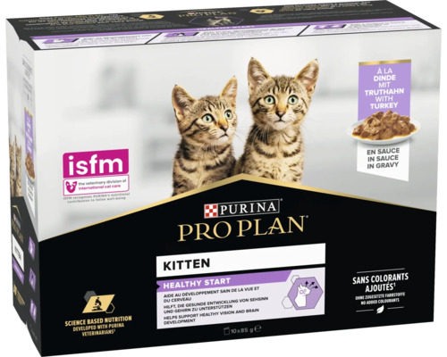 Purina Pro Plan Kitten nourriture humide à la dinde, paquet de 10 x 85 grammes