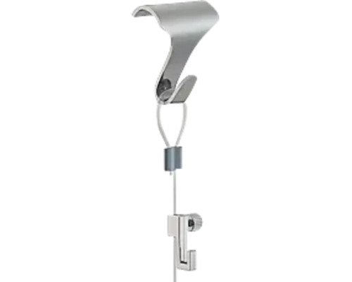 Système d''accrochage de tableaux avec crochets et câble en acier