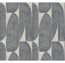 Tapete mit abstraktem Blättermuster in Grau