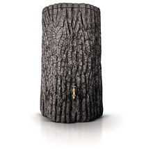 Récupérateur d''eau de pluie aspect tronc d''arbre avec robinet