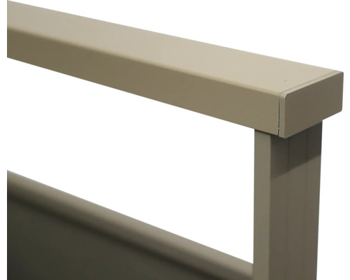 Pertura Geländer-Komplettset Triton taupe für Füllungen Aluminium für Bodenmontage 1 m Detailansicht eines Metallrahmens