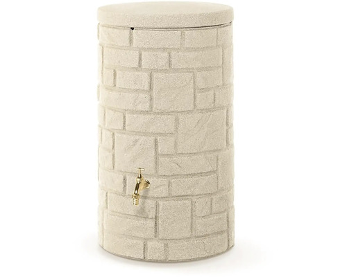 Récupérateur d''eau de pluie avec robinet et aspect pierre