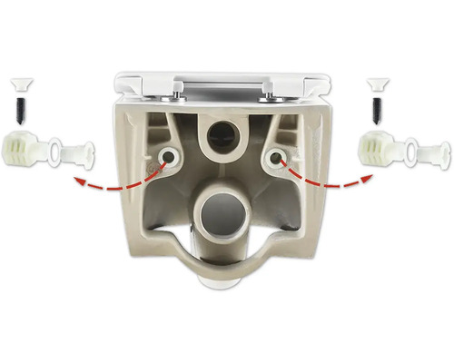 Detailansicht einer Toilette mit Befestigungsmaterial