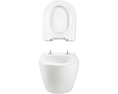 Weisses Wand-Tiefspül-WC mit WC-Sitz