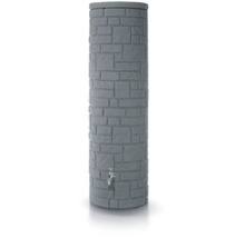 Collecteur d''eau de pluie gris avec robinet et aspect pierre