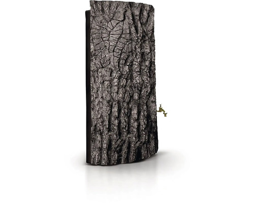 Réservoir d''eau de pluie avec structure d''écorce d''arbre et robinet