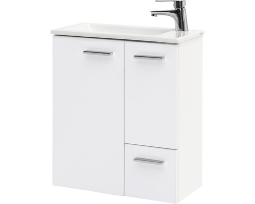 Meuble bas avec lavabo en céramique Möbelpartner Matteo lxhxp 50x59.8x25 cm blanc craie