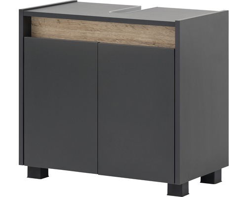 Waschbeckenunterschrank Möbelpartner Cosmo BxHxT 56.9x54.6x33 cm anthrazit Waschbeckenunterschrank mit zwei Türen in Holzoptik