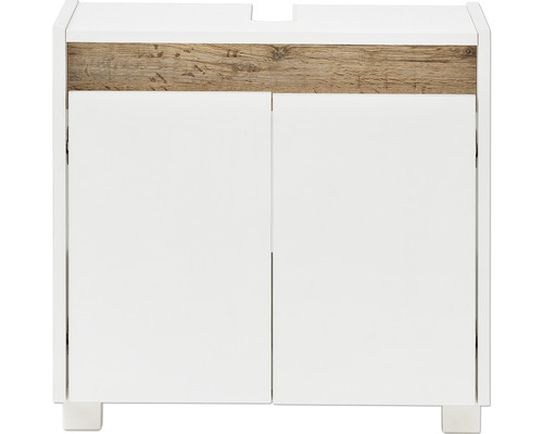 Waschbeckenunterschrank Möbelpartner Cosmo BxHxT 56.9x54.6x33 cm perlweiss Waschbeckenunterschrank mit zwei Türen und Holzelement