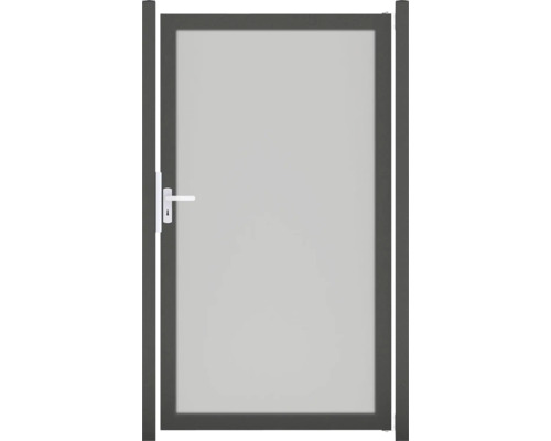 Portillon à un vantail GroJa Premo HPL cadre anthracite 100 x 180 cm gris Portillon de jardin avec poignée de porte