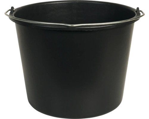 Seau en plastique noir avec poignée en métal