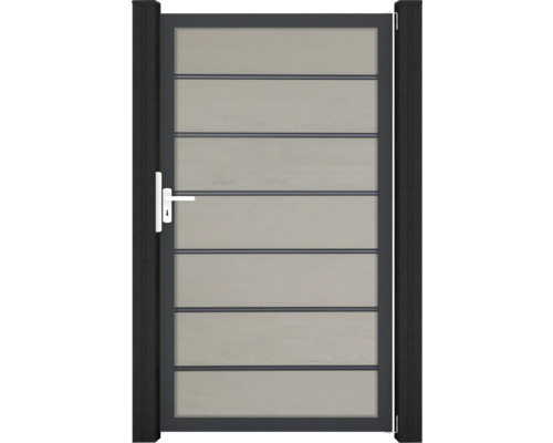 Portillon simple GroJa Flex Grande Premium tirant universel prémonté sans poteaux cadre anthracite 150 x 180 cm sable Portillon de jardin avec traverses et poignée