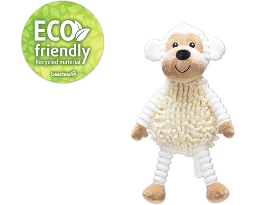 Beeztees Hundespielzeug Eco Affe Jeppe Plüsch 36 cm x 30 cm x 6 cm Ökologisches Hundespielzeug Schaf aus recyceltem Material