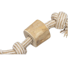 Jouet pour chien en corde avec élément en bois