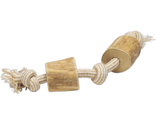 Beeztees Hundespielzeug Kaffeeholz M mit Seil Baumwolle Holz 35 cm x 5.5 cm x 5.5 cm Hundespielzeug aus Holz und Seil