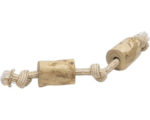 Beeztees Hundespielzeug Kaffeeholz L mit Seil Baumwolle Holz 45 cm x 8.3 cm x 8.3 cm Hundespielzeug aus Holz und Seil