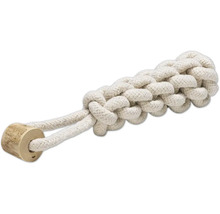 Jouet pour chien en corde de coton avec élément en bois