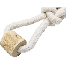 Jouet pour chien en corde de coton avec élément en bois