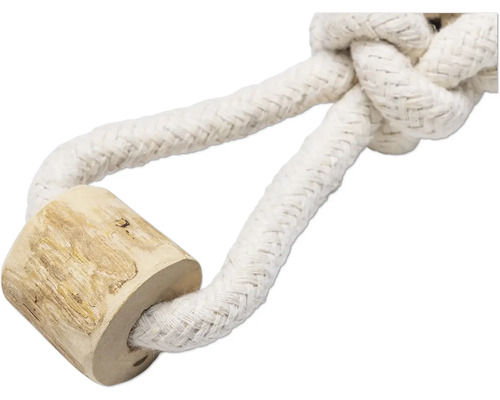 Jouet pour chien en corde de coton avec élément en bois