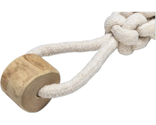 Hundespielzeug aus Baumwollseil und Holz