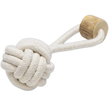 Jouet pour chien en corde nouée et bois