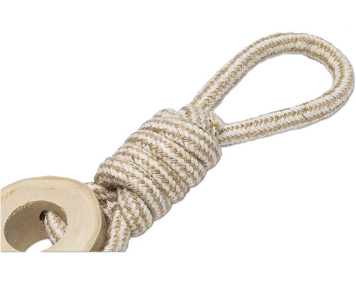 Corde tressée avec boucle et anneau en bois