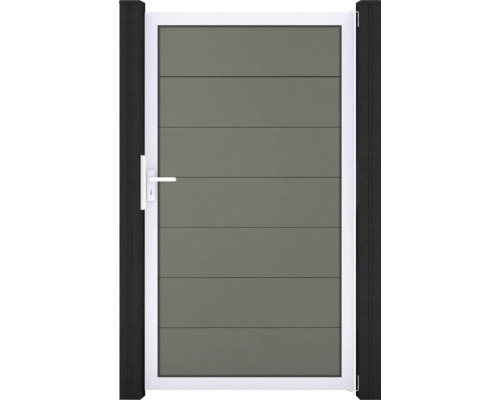 Portillon simple GroJa Flex Grande tirant universel prémonté sans poteaux cadre argent 150 x 180 cm gris