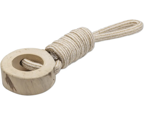 Beeztees Hundespielzeug Kaffeeholz Dirk L mit Handschlaufe Baumwolle Holz 38 cm x 10 cm x 10 cm Dekorativer Raffhalter mit Kordel und Ring