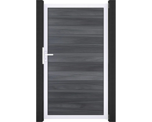 Portillon simple GroJa Flex tirant universel prémonté sans poteaux cadre argent 150 x 180 cm gris pierre