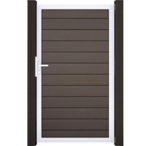 Portillon de jardin en bois avec cadre blanc et poignée