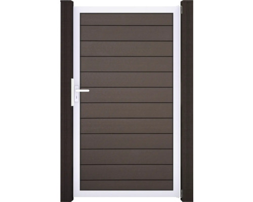 Portillon simple GroJa Flex tirant universel prémonté sans poteaux cadre argent 150 x 180 cm terra Portillon de jardin en bois avec cadre blanc et poignée