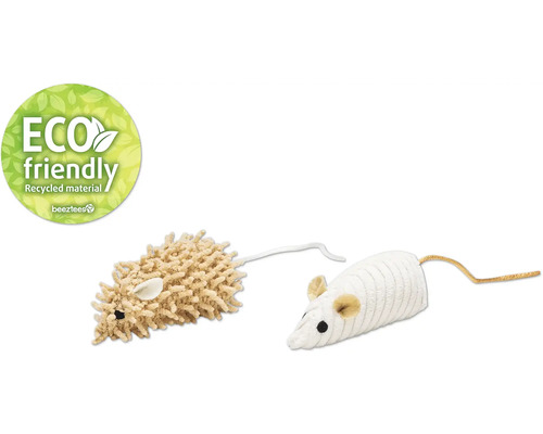 Beeztees Jouet pour chats Eco souris Seerp "Deux jouets pour chat en forme de souris et un label ""Écologique"""