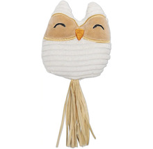 Chouette décorative en peluche avec des franges en raphia