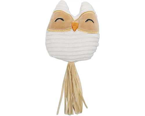 Chouette décorative en peluche avec des franges en raphia