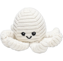 Peluche pieuvre avec texture rayée et visage brodé