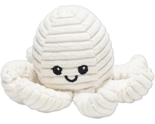 Peluche pieuvre avec texture rayée et visage brodé