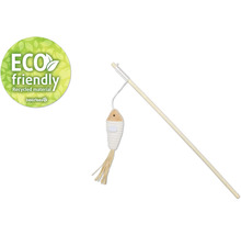 Jouet pour chat canne à pêche avec poisson en matériau recyclé et label Eco Friendly