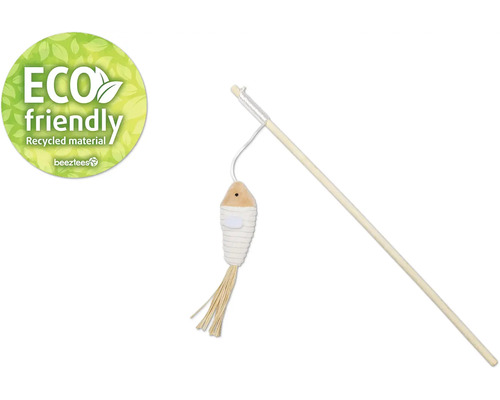 Beeztees Jouet pour chats Katzenangel Eco poisson Fyn Jouet pour chat canne à pêche avec poisson en matériau recyclé et label Eco Friendly