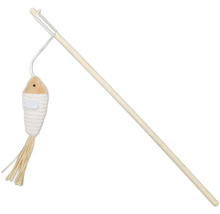 Canne à pêche pour chat avec jouet en forme de poisson en bois