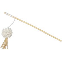 Canne à pêche pour chat avec pompon et bâton en bois