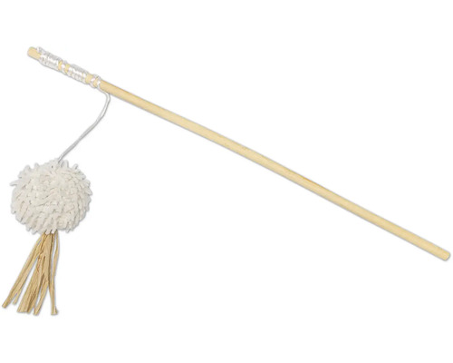 Canne à pêche pour chat avec pompon et bâton en bois