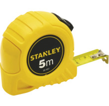 Mètre à ruban jaune Stanley d''une longueur de 5 mètres.