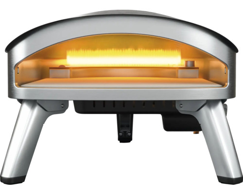 Pizzaofen aus Edelstahl mit Steinplatte und Gasbrenner