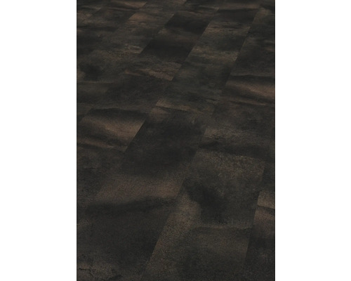 Sol vinyle Titanite anthracite carrelage 1292 x 327 x 7,5 mm Gros plan d''un sol sombre avec un motif de carreaux