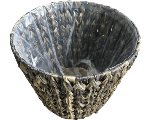 Blumentopf aus geflochtenem Material mit Kunststoffeinsatz