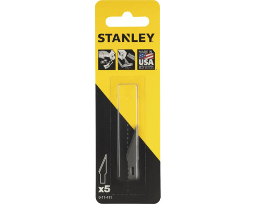 Stanley Logo. Fünf Stück Stanley 0-11-411 Cuttermesser-Klingen im Paket.