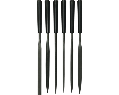 Satz aus sechs Schlüsselfeilen mit Griff