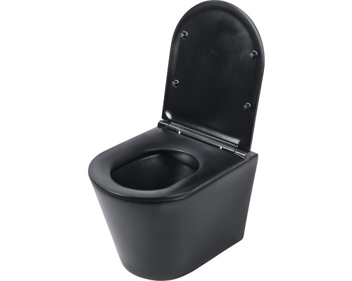 Differnz Wand-WC Set WC Tiefspüler ohne Spülrand schwarz matt mit WC-Sitz 38.500.03