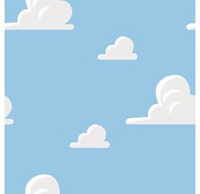 Illustration avec des nuages sur un fond bleu clair