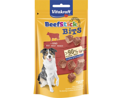 Vitakraft Beefstick Bits Snack pour chien en emballage jaune